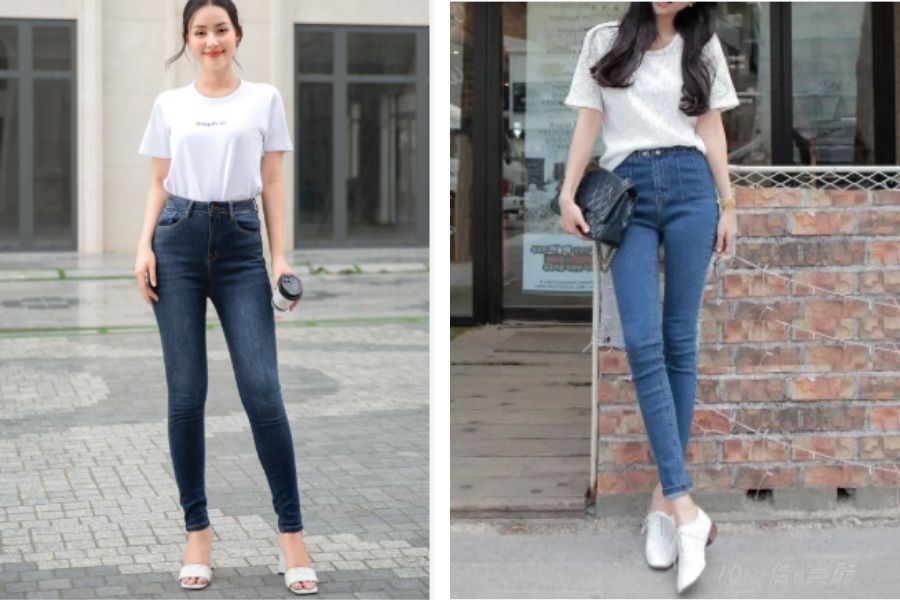 Phối đồ với áo thun và quần Jean