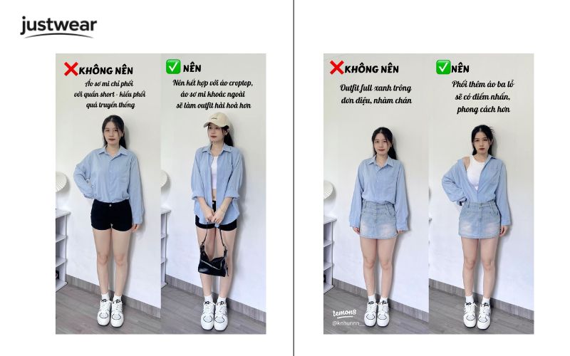 phối áo sơ mi form rộng nữ