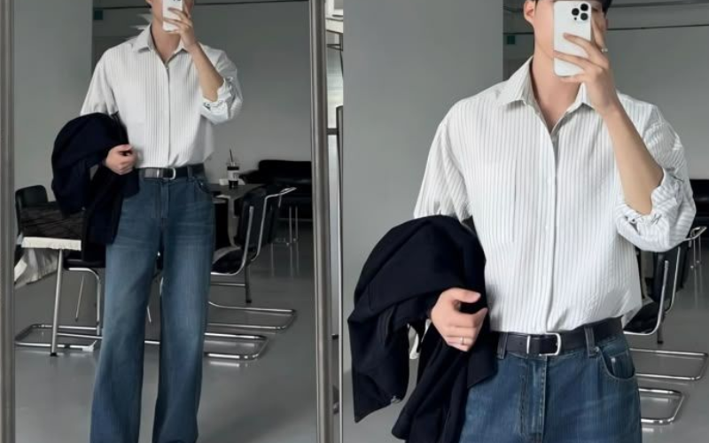 style-quan-jean-ao-so-mi-nam