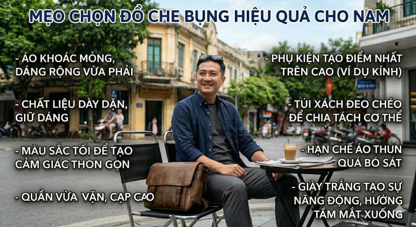 Nguyên tắc phối đồ nam beo bụng
