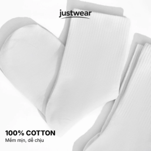 Tất Cổ Cao Trắng Trơn Basic Co Giãn 4 Chiều - Justwear