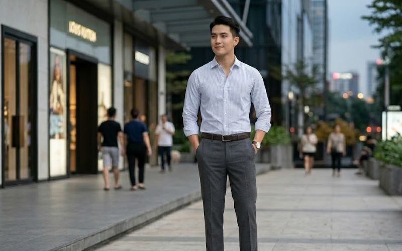 Phối đồ áo sơ mi kẻ sọc nam