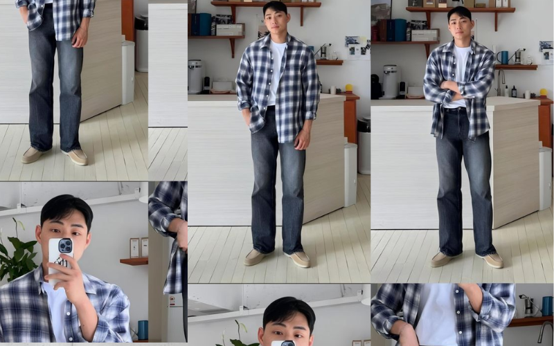 style-quan-jean-ao-so-mi-nam