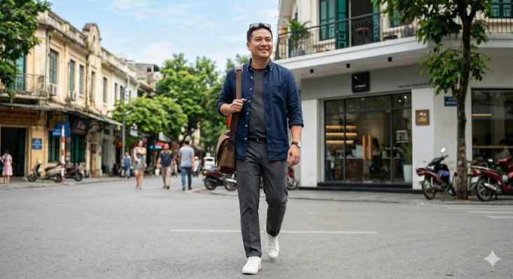 Nguyên tắc phối đồ cho người béo bụng nam